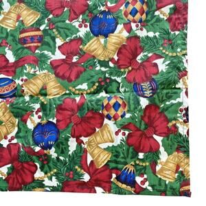 Vintage Christmas Holiday Tablecloth NWOT Colorful 1980's Square Red Gold Blue